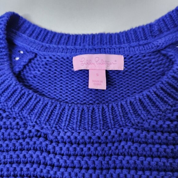 Lilly Pulitzer Women's Size Blythe Pullover Sweater Blue Open Knit - Picture 5 of 6